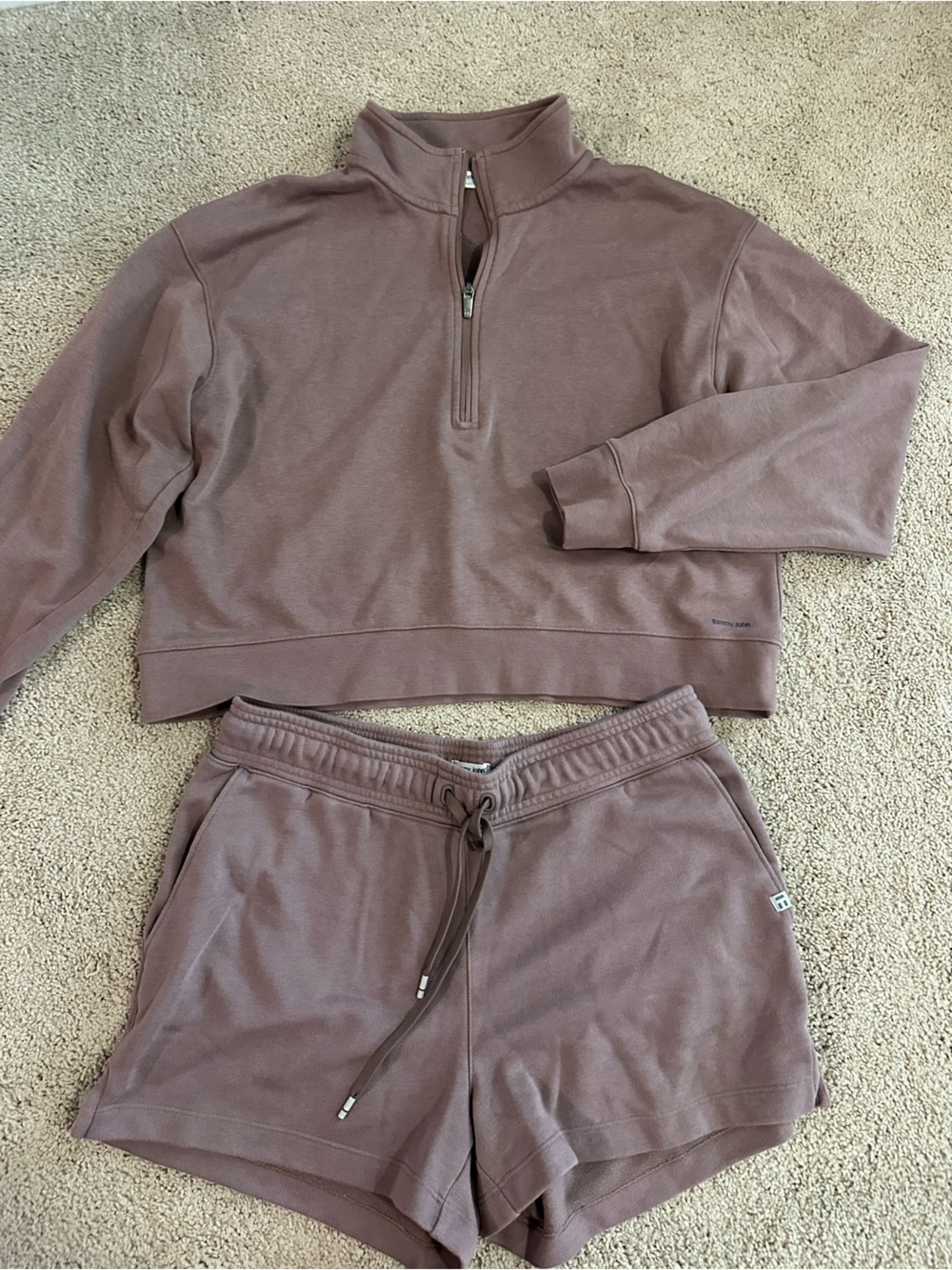 Tommy John Mauve Lounge Zip Pullover & Shorts Set